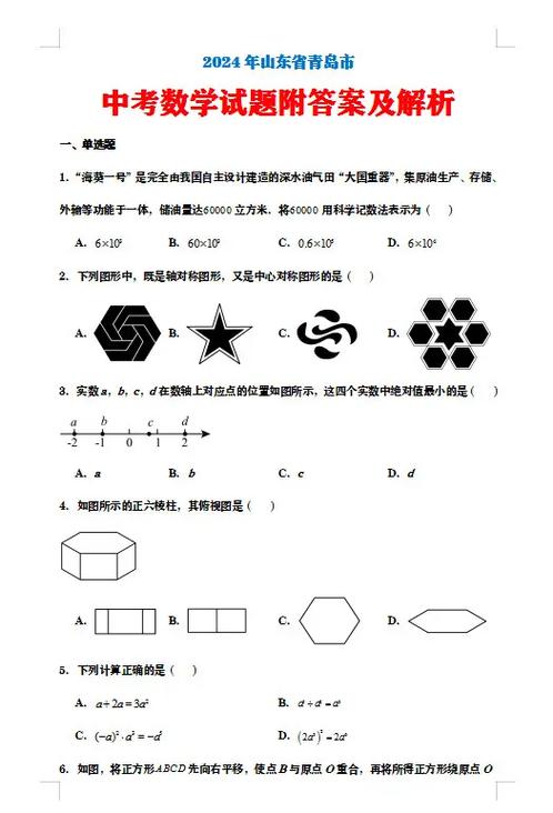 山东中考数学试卷真题缩略图