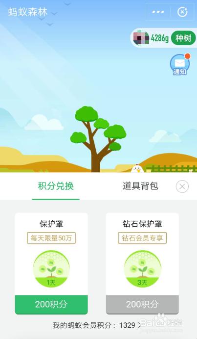 蚂蚁森林怎么兑换能量保护罩图标