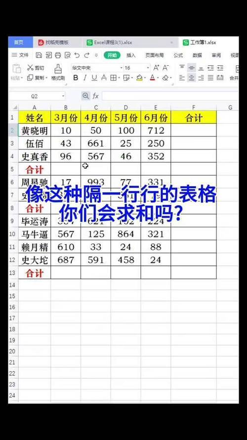 表格数据求和缩略图