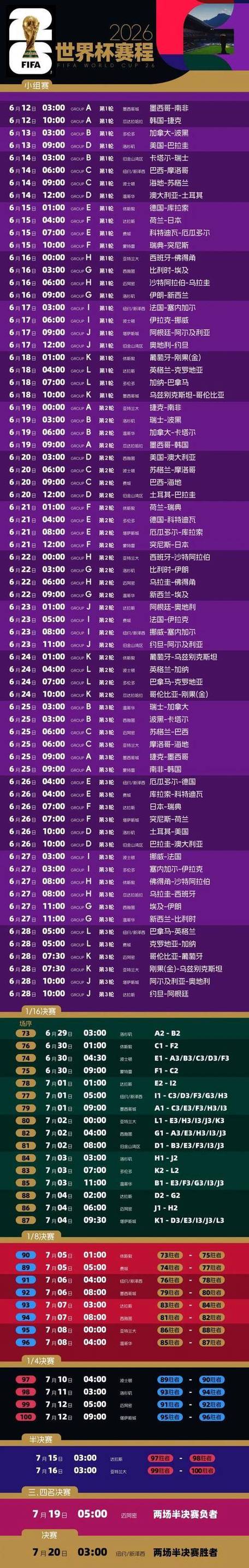 2026世界杯赛程公布表游戏截图