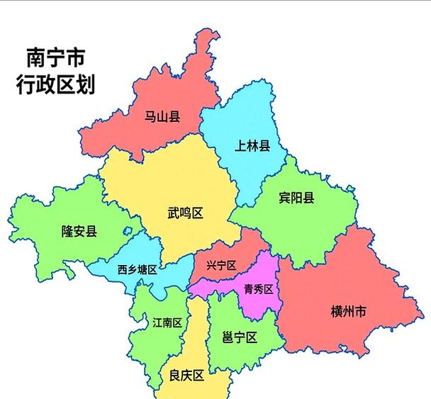 南宁市地图各个区分布缩略图