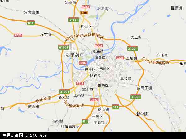 哈尔滨道里区街道地图缩略图